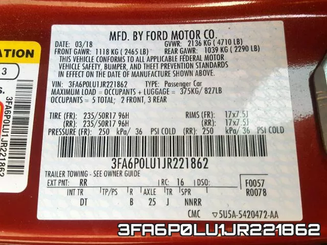 3FA6P0LU1JR221862 фото 2