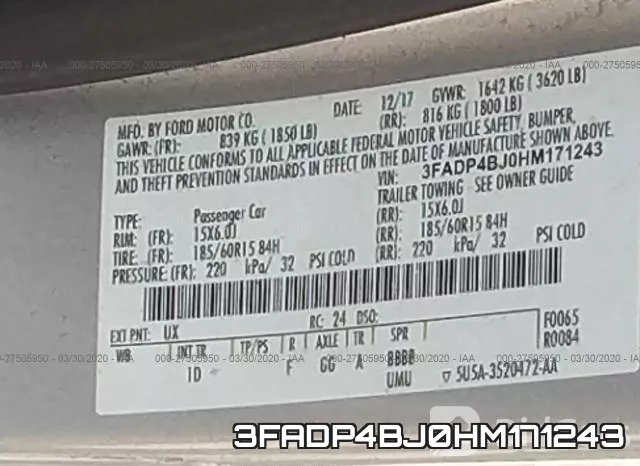 3FADP4BJ0HM171243 фото 10