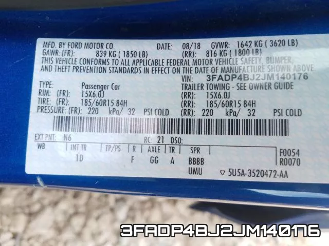3FADP4BJ2JM140176 фото 2