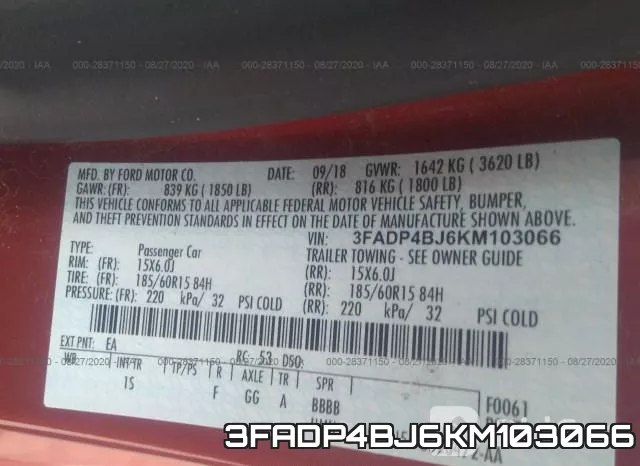 3FADP4BJ6KM103066 фото 10