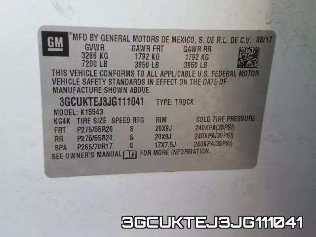 3GCUKTEJ3JG111041 фото 2