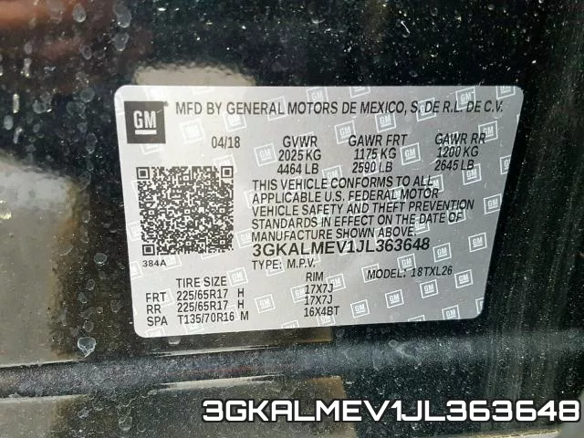 3GKALMEV1JL363648 фото 2