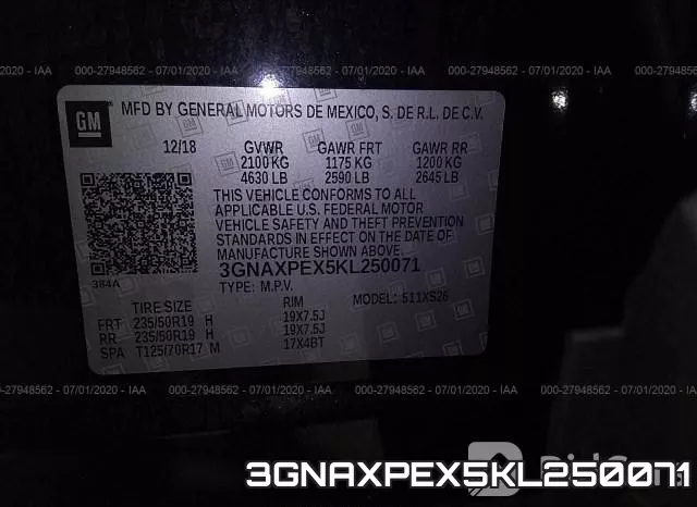 3GNAXPEX5KL250071 фото 10