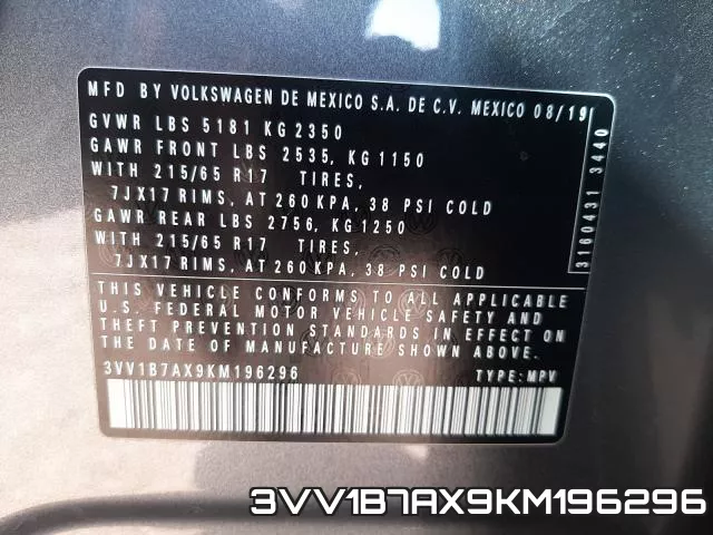3VV1B7AX9KM196296 фото 2