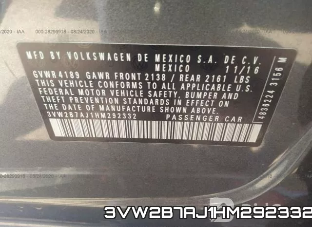 3VW2B7AJ1HM292332 фото 10