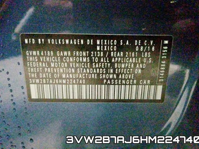 3VW2B7AJ6HM224740 фото 2