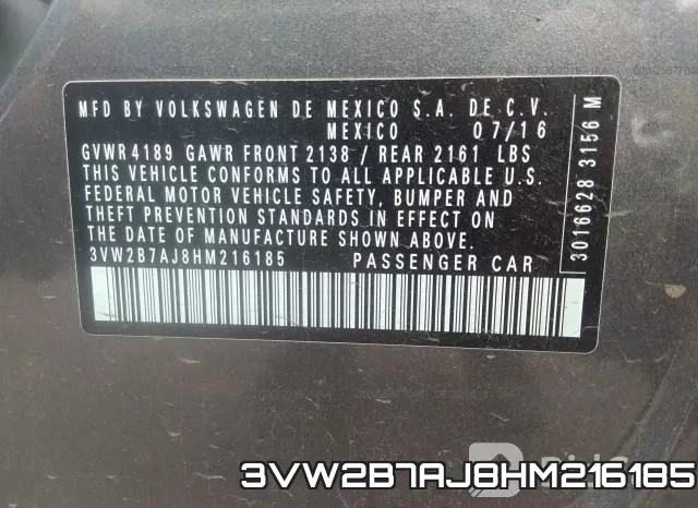 3VW2B7AJ8HM216185 фото 10