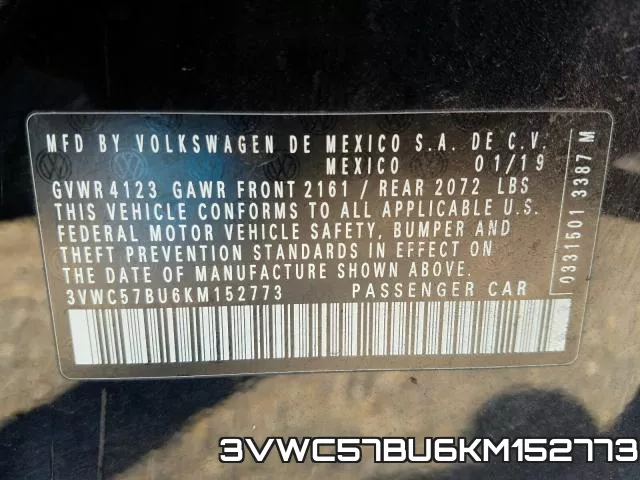 3VWC57BU6KM152773 фото 2