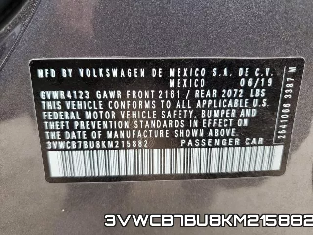 3VWCB7BU8KM215882 фото 2