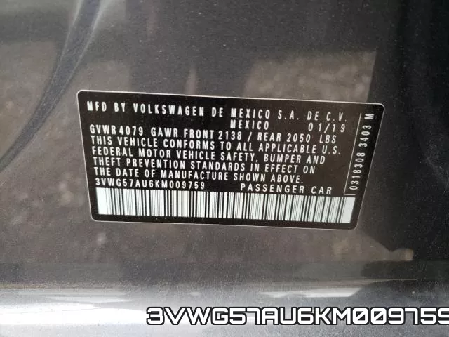 3VWG57AU6KM009759 фото 2