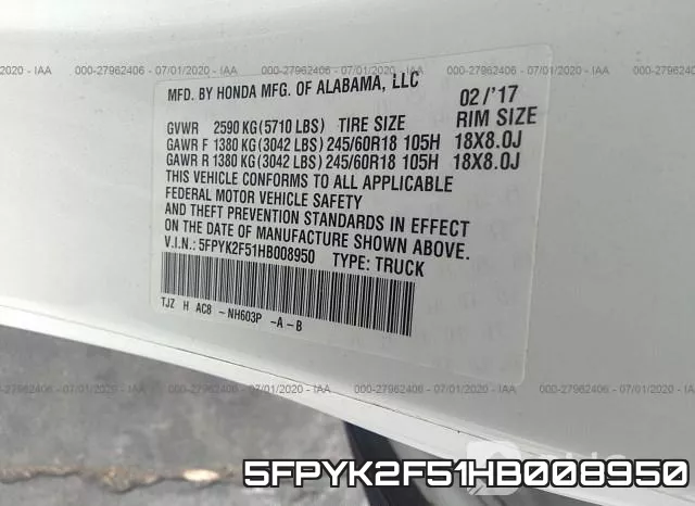 5FPYK2F51HB008950 фото 10