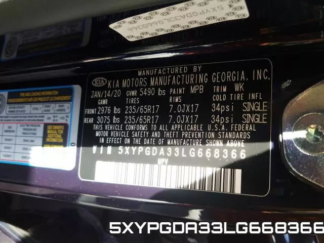 5XYPGDA33LG668366 фото 2