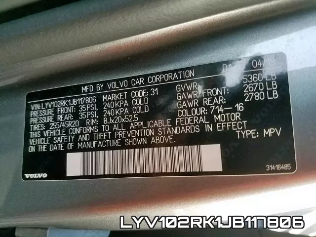 LYV102RK1JB117806 фото 2