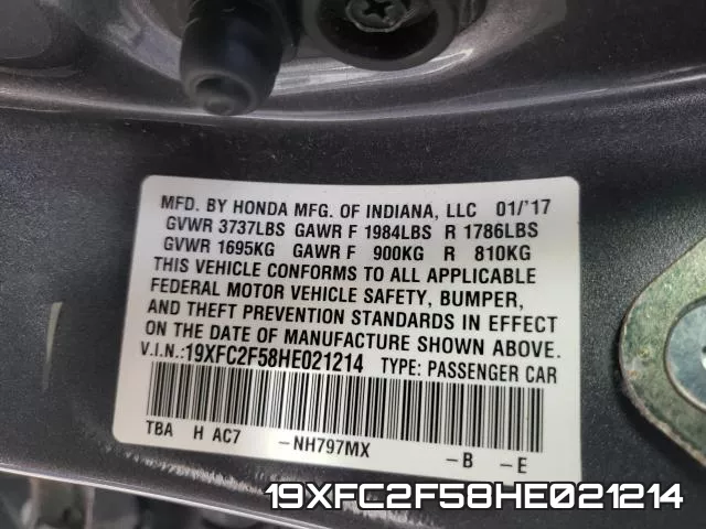 19XFC2F58HE021214 фото 2