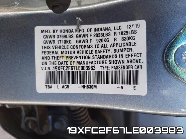 19XFC2F67LE003983 фото 2