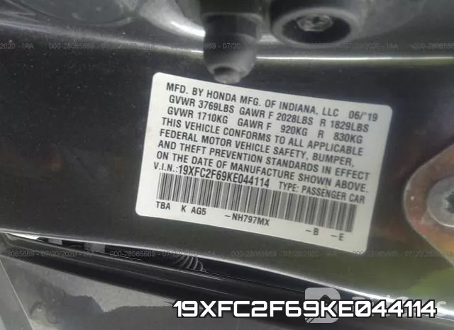 19XFC2F69KE044114 фото 9