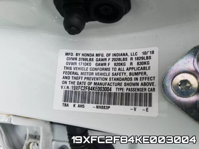 19XFC2F84KE003004 фото 2