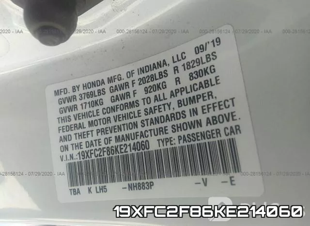 19XFC2F86KE214060 фото 9