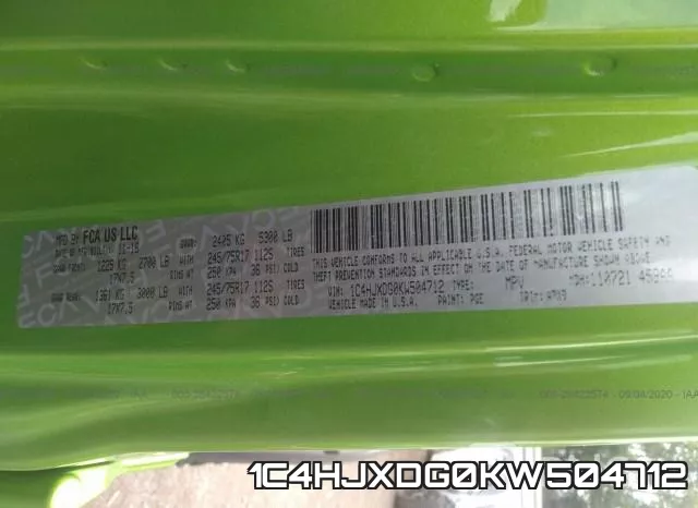 1C4HJXDG0KW504712 фото 10