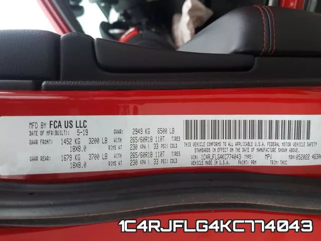 1C4RJFLG4KC774043 фото 2