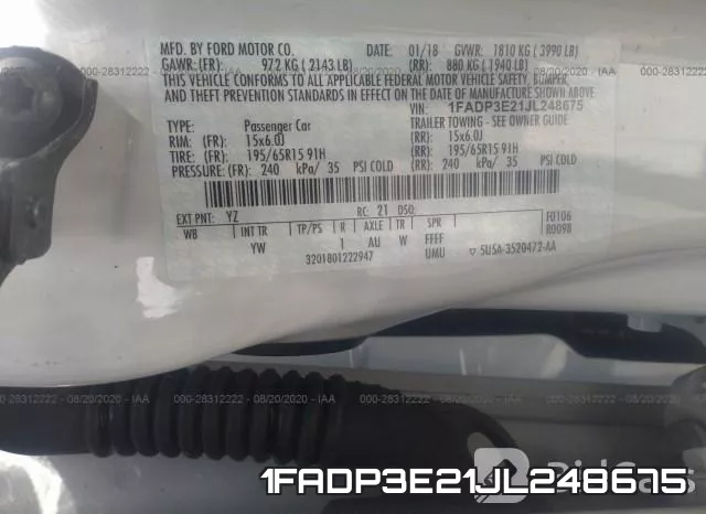 1FADP3E21JL248675 фото 10