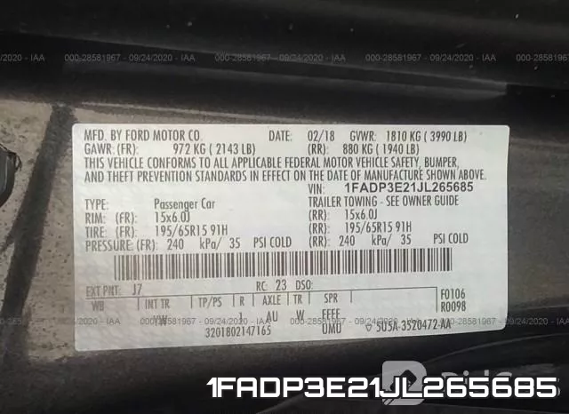 1FADP3E21JL265685 фото 10