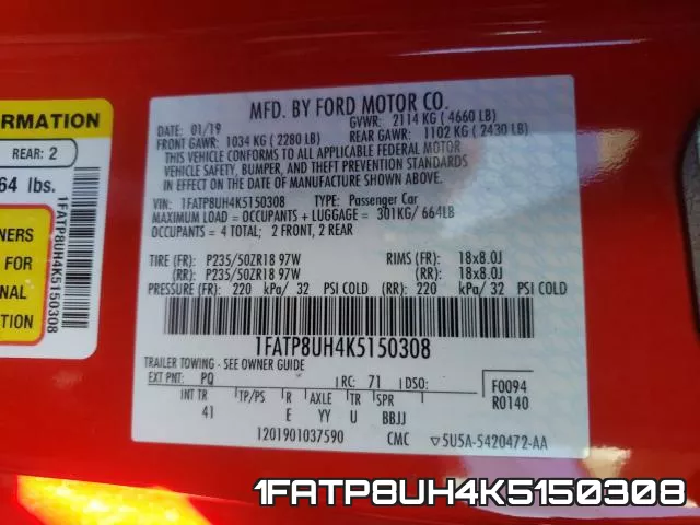 1FATP8UH4K5150308 фото 2