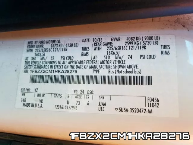 1FBZX2CM1HKA28276 фото 2