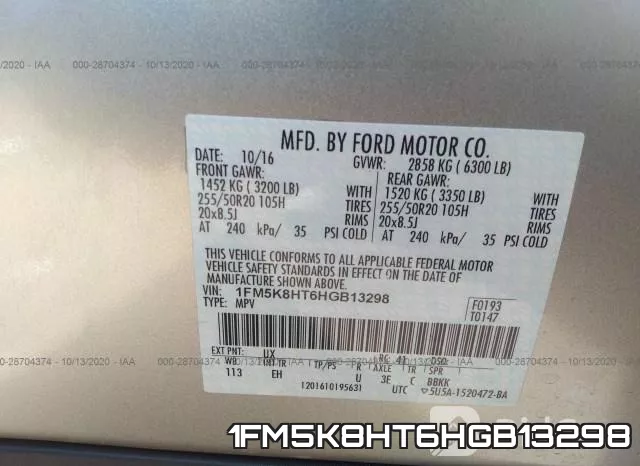 1FM5K8HT6HGB13298 фото 10