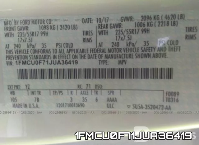 1FMCU0F71JUA36419 фото 10