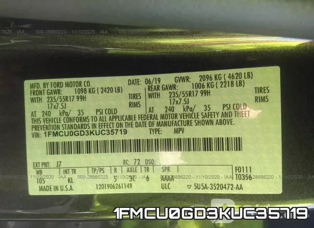 1FMCU0GD3KUC35719 фото 10