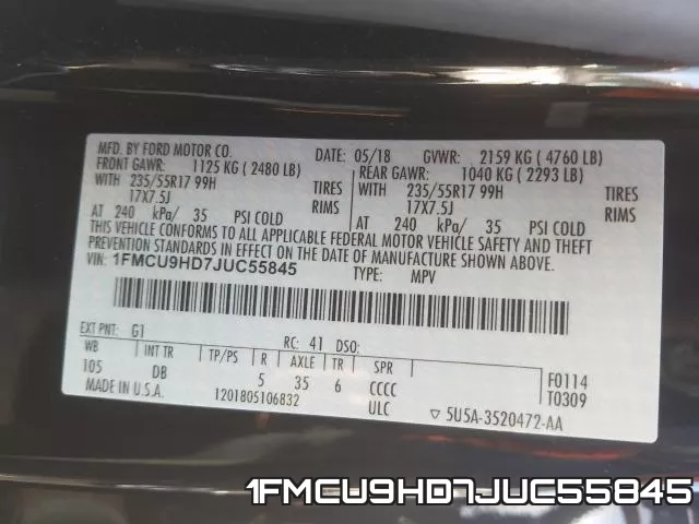 1FMCU9HD7JUC55845 фото 2