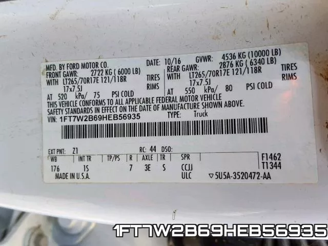 1FT7W2B69HEB56935 фото 2