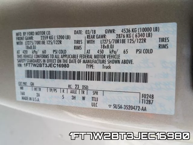 1FT7W2BT3JEC16980 фото 2