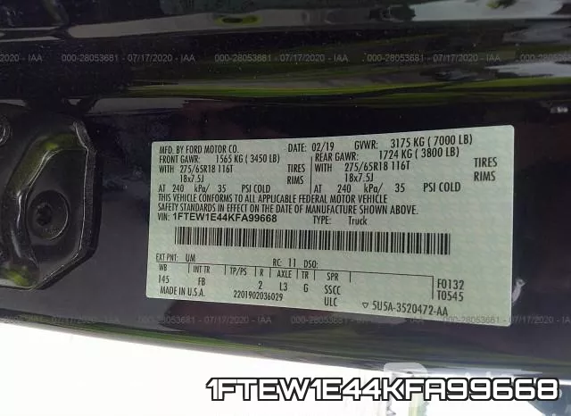 1FTEW1E44KFA99668 фото 9