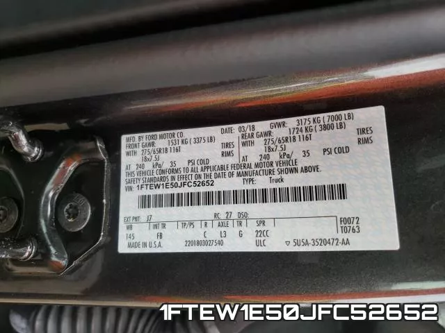 1FTEW1E50JFC52652 фото 2