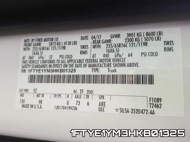 1FTYE1YM3HKB01325 фото 2