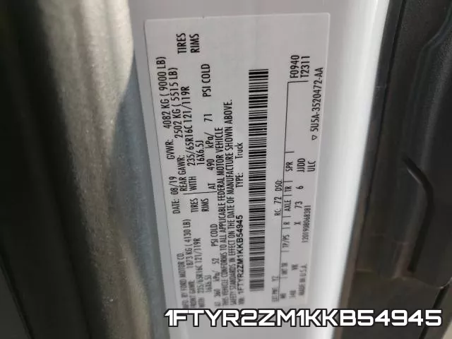 1FTYR2ZM1KKB54945 фото 2