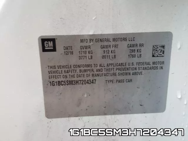 1G1BC5SM3H7204347 фото 2