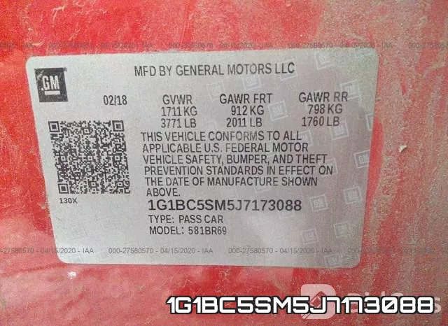 1G1BC5SM5J7173088 фото 10