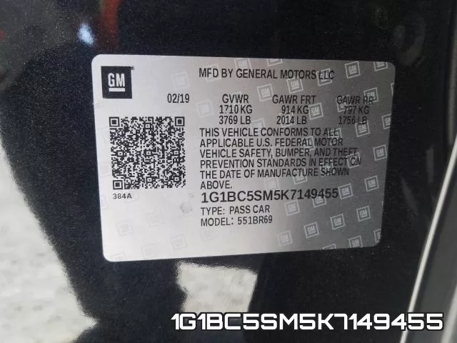 1G1BC5SM5K7149455 фото 2