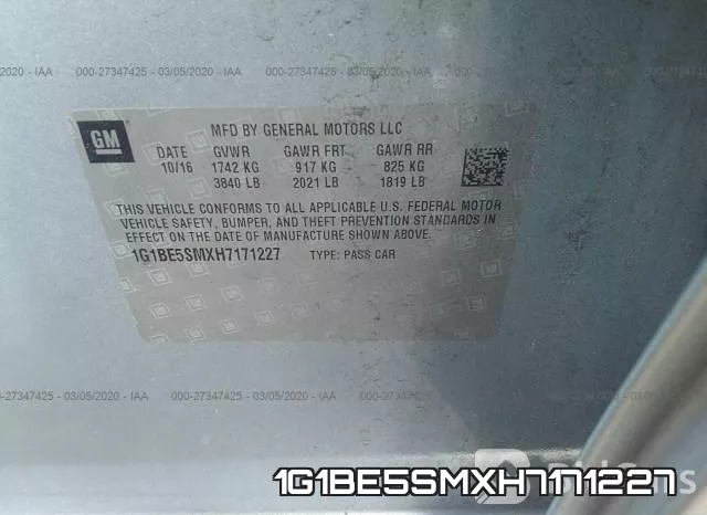 1G1BE5SMXH7171227 фото 10