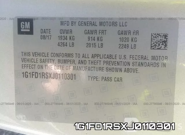 1G1FD1RSXJ0110301 фото 10