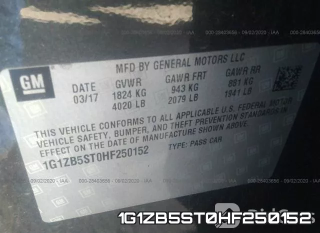 1G1ZB5ST0HF250152 фото 10