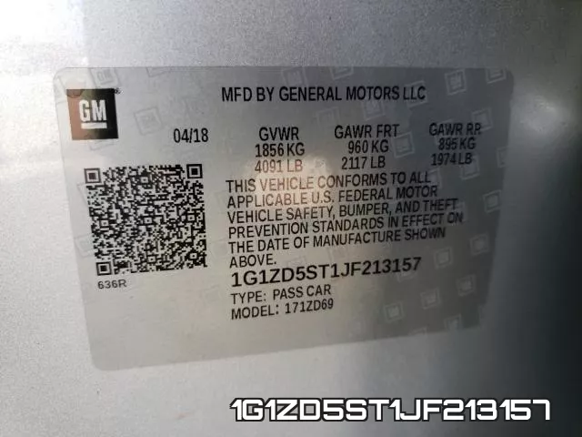 1G1ZD5ST1JF213157 фото 2
