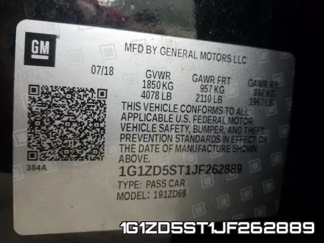 1G1ZD5ST1JF262889 фото 2