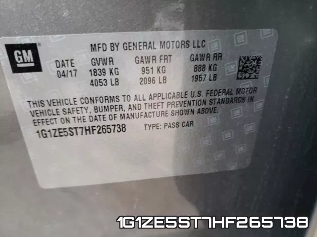 1G1ZE5ST7HF265738 фото 2