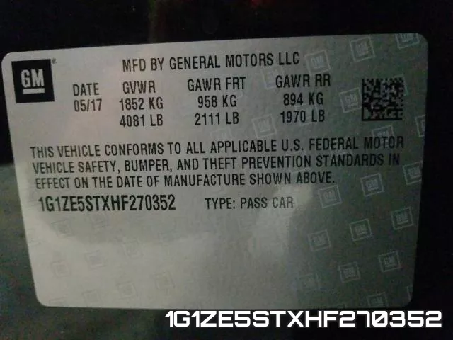 1G1ZE5STXHF270352 фото 2