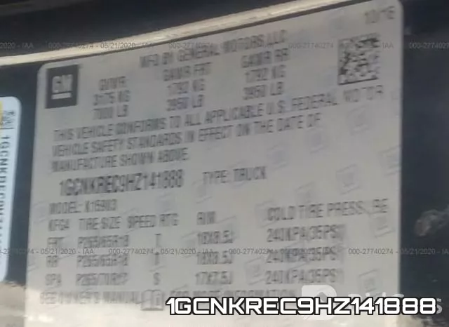 1GCNKREC9HZ141888 фото 10