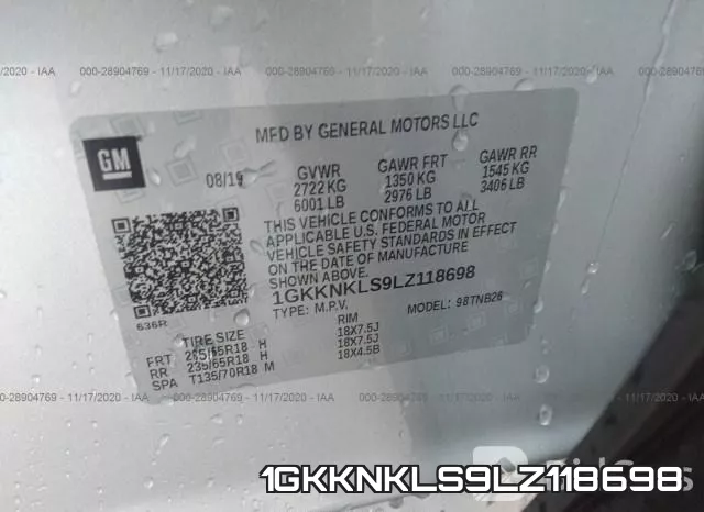 1GKKNKLS9LZ118698 фото 10